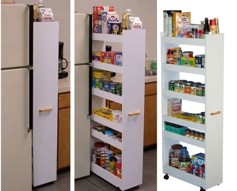 How to DIY Space Saving Pull-Out Pantry Cabinet | www.FabArtDIY.com Rolling Pantry, Slide Out Pantry, Diy Space Saving, Pull Out Pantry, Cocina Diy, Desain Pantry, Diy Space, Pull Out Shelves, Kitchen Pantry Storage