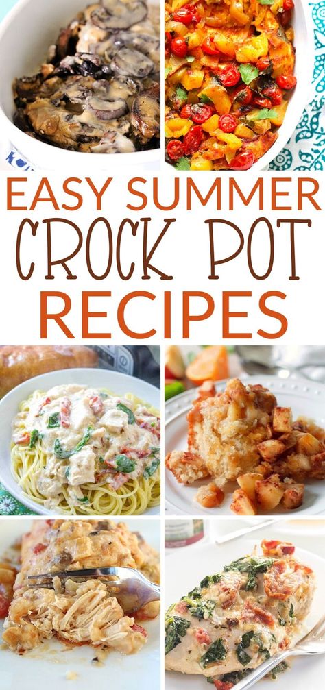 Crockpot Lunch Recipes Summer, Spring Crock Pot Recipes, Crockpot Spring Recipes, Easy Crockpot Summer Meals, Spring Slow Cooker Recipes, Summer Time Crock Pot Meals, Best Summer Crockpot Recipes, Light Crockpot Meals, Beach Crockpot Meals