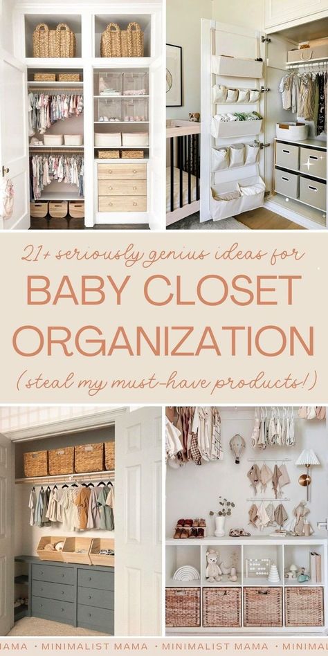 Preparing your baby nursery, and trying to figure out how to get all that baby closet organization in order? You need to see these incredibly well organized nurseries - our very favorite nursery closet organization ideas for baby clothes storage & getting your baby clothes organization in tip top shape before baby is born! Nursery Storage Closet, Nursery Closet Wallpaper Ideas, Kallax Nursery Closet, Newborn Nursery Organization, Above Closet Storage Ideas, Nursery Organization Tips, Baby Sock Organization, Organizing Baby Closet, How To Store Baby Clothes