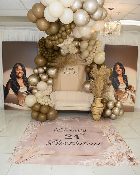 Different Shades Of Brown Party, 35 Shades Of Melanin Party, 21st Birthday Dinner Ideas Theme Parties, Simple Birthday Dinner Decor, Shades Of Brown Birthday Party, Ladies Night In Party Ideas Decorations, Shades Of Brown Brunch, Venue Decorations Birthday, 21st Bday Party Ideas For Her