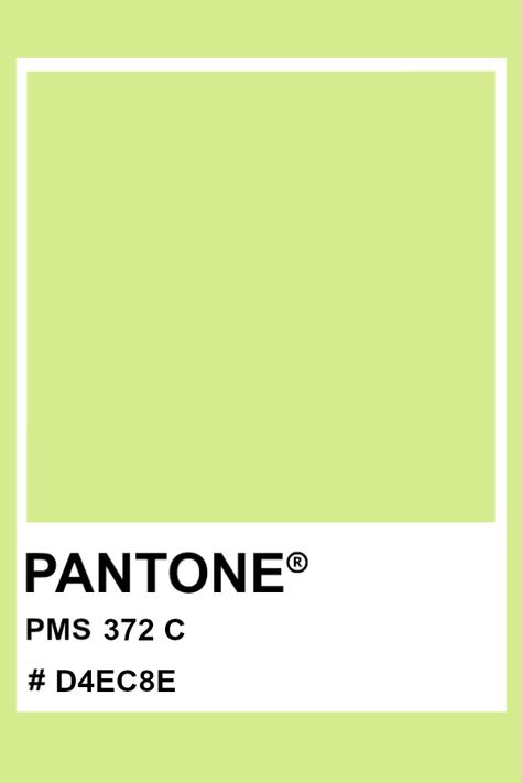 PANTONE 372 C #pantone #color #PMS #hex Light Green Pantone, Candy Museum, Pantone Matching System, Pantone Color Chart, Pantone Palette, Pantone Colour Palettes, Bedroom Colour Palette, Pantone Colors, Green Palette