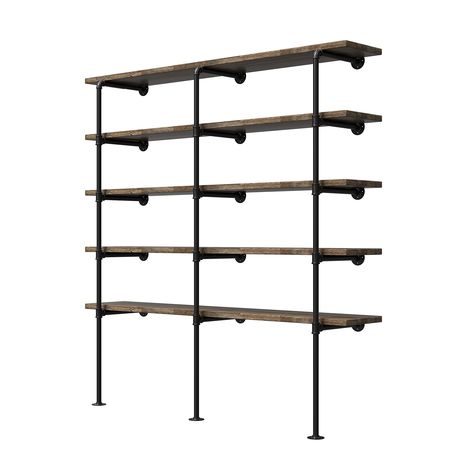 PRICES MAY VARY. The package Include all necessary fittings(Pipes, T fittings, elbow fittings, Screw and Anchors),but not Include wood planks Size: Multiple short pipe freely connected, Total Tall 84.64", 14.7" in between each tier, deep 14"; If you love to DIY the pipe shelf,Then our shelf is your perfect choice,This shelves system can be standing from floors also can be hung from ceilings. The shelf is up to five layers, but you can reduce the number of layers according to your needs Easy "do Pipe Shelf Diy, Industrial Furniture Desk, Iron Pipe Shelves, Shelves Office, Diy Pipe Shelves, Office Shelves, Open Bookshelf, Wood Bar Table, Pipe Shelf