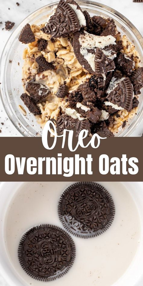 These creamy Oreo overnight oats are a tasty breakfast recipe for anyone who is a fan of cookies and cream. With only 3 ingredients, this is a simple & quick recipe that anyone can make. Cookies And Cream Yogurt, Monster Cookie Overnight Oats, Overnight Oats Dessert, Overnight Oats Cookies And Cream, Overnight Oats Oreo, Overnight Oats With Cream Cheese, Instant Oats Recipes, Cookies And Cream Overnight Oats, Oreo Overnight Oats