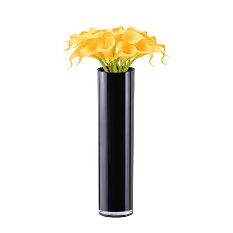 PRICES MAY VARY. Dimensions - Height: 16" | Diameter: 4" | Black Glass Quality - Hand-blown black glass not machine made. Crafted with thick glass and a stable bottom for the perfect table centerpiece. Design - The design of the glass cylinder vase is simple. However, that's the attractive point of the vase. It can be used with anything and goes well with everything. It is the perfect vase for a modern look and the #1 choice for wedding designers. Uses - Due to its simple design, the glass cylin Vase Centerpieces Wedding, Wedding Table Arrangements, Wedding Vase Centerpieces, Wedding Designers, Table Arrangements Wedding, Glass Cylinder Vases, Glass Flower Vase, Centerpieces Wedding, Unique Centerpieces