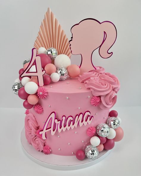 Barbie 4th Birthday Cake #customcake #customcakes #buttercreamcake #buttercream #barbie #barbiecake #barbiecakes #barbiegirl #barbiestyle #barbieworld #barbiefashion #barbiemovie #birthday #birthdaycake #fourthbirthday #barbiebirthday #cakedecorating #cakedesign #cakeart #cakedesigner #cakedecorator #cakeartist #baker #njbaker #njcakes #njdesserts Barbie Birthday Cake One Tier, Barbie Cakes Ideas, Barbie 4th Birthday, Barbie Birthday Party Cake, Barbie Cake Ideas, Barbie Cake Birthday, Barbie Cookies, Barbie Cake Designs, Latest Birthday Cake