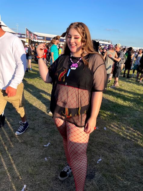 Rave Outfit Ideas Plus Size, Rave Outfits For Plus Size, Rave Festival Outfit Ideas Plus Size, Plus Size Rock Festival Outfit, Plus Size Emo Concert Outfit, Rave Clothes Plus Size, Pride Outfits Plus Size, Goth Rave Outfits Plus Size, Plus Size Edm Outfits