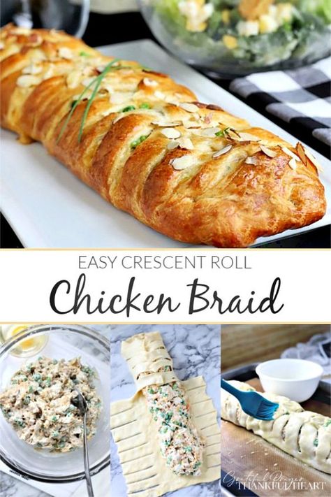 Chicken Braid Recipe, Crescent Roll Chicken, Chicken Braid, Weeknight Family Dinner, Crescent Chicken, Crescent Roll Recipes Dinner, Sandwich Buffet, Crescent Recipes, Pampered Chef Recipes