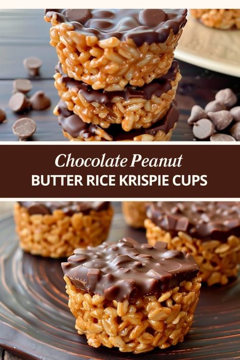 Chocolate Peanut Butter Rice Krispie Cups Rice Cake Magic Bars, Chocolate Peanut Butter Rice Crispy Cups, Chocolate Peanut Butter Rice Krispies, Rice Krispie Recipes, Classic Christmas Recipes, Fundraiser Food, Peanut Butter Rice Krispies, Chocolate Rice Krispie Treats, Cornflake Cookies