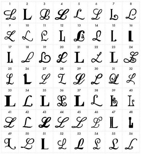 T In Different Fonts, Letter L Tattoo, Fonts For Tattoos, Tattoos Fonts, L Tattoo, Monogram Cake, Tattoo Lettering Fonts, Hand Lettering Fonts, Hand Lettering Alphabet