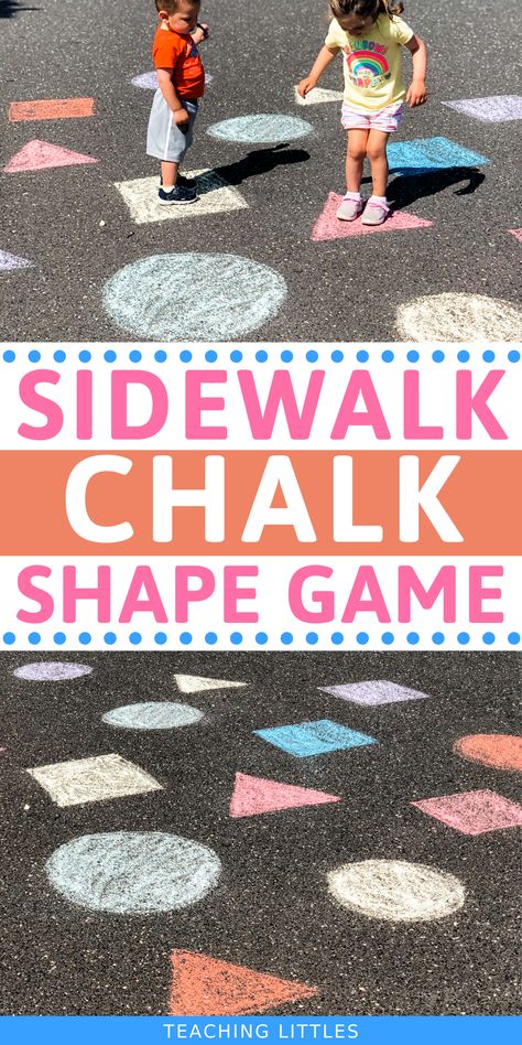 Math Chalk Games, Chalk Preschool Activities, Toddler Chalk Activities, Outdoor Shape Activities, Gross Motor Activities Outdoor, Gross Motor Games For Kindergarten, Outside Learning Activities Preschool, Outdoor Learning Activities Preschool, Outdoor Games For Preschool