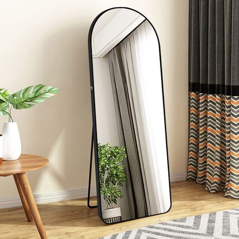 Rounded Floor Mirror, Full Length Arch Mirror In Bedroom, Rounded Top Mirror, Mirror Models Design, Floor Mirror Cheap, Round Full Length Mirror, Round Standing Mirror, Stand Mirror Decor, Cool Full Length Mirror