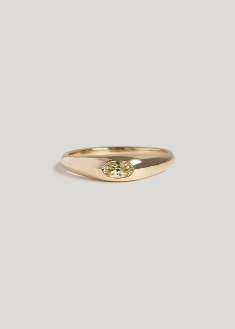 Inset Stone Ring, Gold Plated Ring, Embedded Diamond Ring, Dome Engagement Ring, Yellow Gold Oval Signet Ring With Tension Setting, Bezel Set Jewelry, Engraved Diamond Ring, Pukhraj Ring Design For Women, Fun Engagement Rings