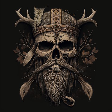 Viking Skull Tattoo, Viking Skull Art, Stammestattoo Designs, Arte Viking, Skull Reference, Viking Skull, Gallery Wallpaper, Art Gallery Wallpaper, Arm Tattoos