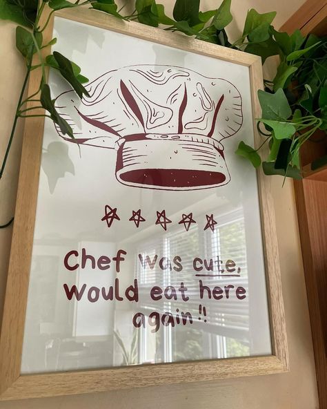 @cookies_n_cleanz obviously knows her way around the kitchen *chef’s kiss* 🤌🏼🤌🏼🤌🏼🤌🏼 If you want to get your hands on one of these, head over to my Etsy shop via the link in bio! #kitchenart #kitchenprints #printdesign #homedecor #funnyprints #chefskiss #chefwascute #boyfriendgifts #funnygifts Kiss The Chef, Cook Art, Kiss The Cook, Funny Prints, Cooking Art, Print Inspiration, Kitchen Prints, Kitchen Art, Retro Prints