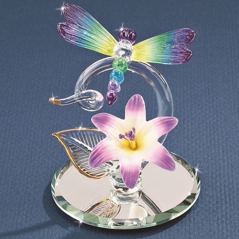 Blue Lily, Crystal Figurines, Humming Bird Feeders, Glass Figurines, Crystal Decor, Crystal Art, Glass Gifts, Porcelain Figurines, Glass Sculpture