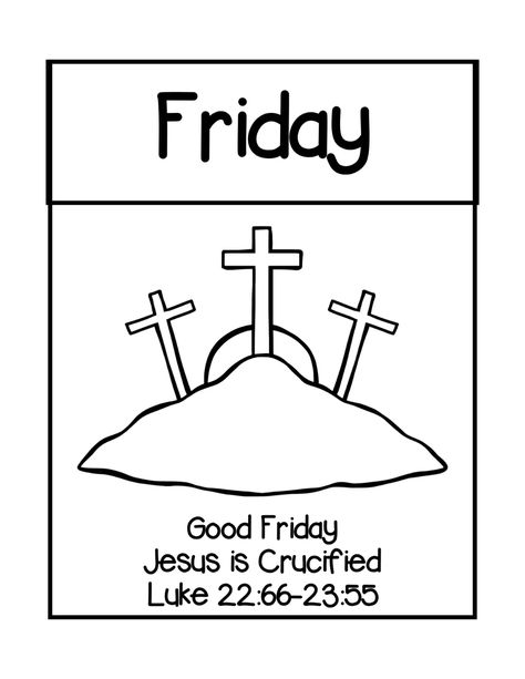 Friday(Coloring) Good Friday Coloring Page, Religion Activities, Bible Studying, Kids Bible, Bible Study For Kids, Bible Crafts For Kids, Bible Crafts, Bible For Kids, Good Friday