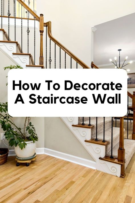 Looking to jazz up your stairs? 💡 Here are some DIY tips that can turn your plain staircase into the main attraction of your home! 🏠 From creative wall decor to unique accent pieces, we've got you covered! 🤩 Foyer Staircase Wall Decor, Decorating The Staircase Wall, Simple Stair Wall Decor, Open Staircase Decor, Enclosed Staircase Wall Decor, Stairway Ideas Decor, Enclosed Staircase Decor, Stairway Wall Decorating, Staircase Decor Ideas Wall