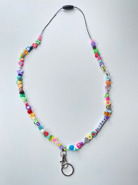 Playful Adjustable Letter Beads Beaded Necklace, Colorful Letter Beads Necklace, Diy Teacher Lanyard, Cute Multicolor Letter Beads Necklace, Y2k Beads, Multicolor Heart-shaped Beaded Necklace With Letter Beads, Multicolor Heart-shaped Beaded Chain Necklace, Beaded Lanyard, Teachers Diy