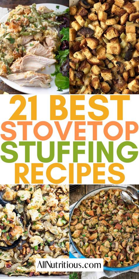 If you are looking for the best easy stuffing recipes for your next holiday dinner you must try these best stovetop stuffing recipes. These incredibly flavorful stovetop stuffing recipes will have everyone going in for seconds. Stuffed Mushrooms Using Stove Top Stuffing, Stove Top Stuffing Dinner Ideas, Stove Top Turkey Stuffing Recipes Thanksgiving, Stove Top Thanksgiving Recipes, Instant Stuffing Recipes, Dressing From Stove Top Stuffing, Stuffing Side Dish Recipes, Baked Stove Top Stuffing Recipes, Stoffers Stuffing Recipes