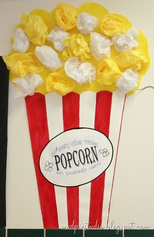 Popcorn Bulletin Board, Popcorn Craft, Popcorn Crafts, Preschool Circus, Popcorn Theme, Deco Cinema, Decoration Creche, Carnival Crafts, Circus Crafts