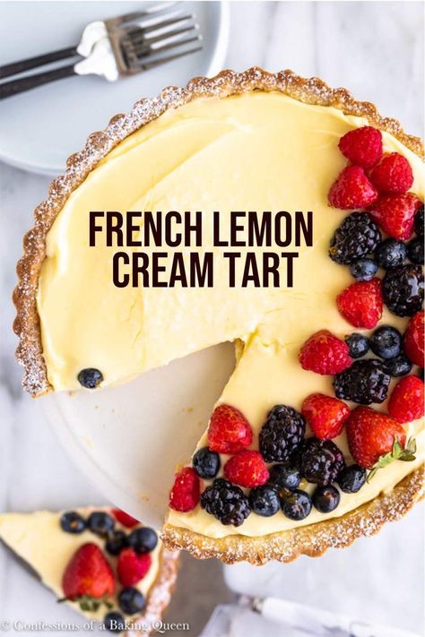 Lemon Cream Tart, Vacation Cocktails, Lemon Tart Recipe, Cream Tart, Dessert Aux Fruits, French Desserts, Summer Dessert Recipes, Tart Recipe, Shortcrust Pastry