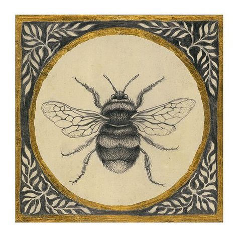 A Drawing, A Frame, Bee, Frame, Gold, Black