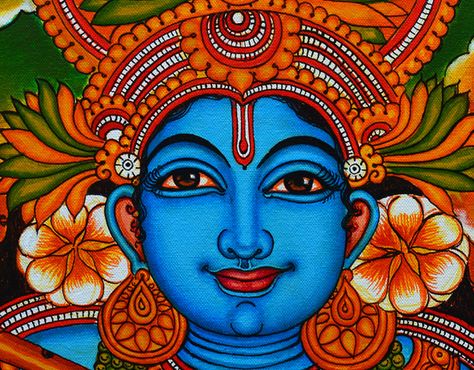 Krishna Kerala Mural Kerala Mural Painting Shiva, Radha Krishna Kerala Mural Painting, Kerala Mural Designs, Kerala Art Painting, Kerela Murals Paintings Easy, Mural Painting Kerala Krishna, Mural Art Design Paintings, Kerala Mural Painting Sketch, Kerala Mural Art Krishna