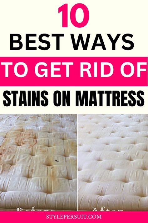 A mattress is an investment in comfort and quality sleep, but accidents happen, and stains can sometimes mar its appearance. Whether it's spills, bodily fluids, or other mishaps, knowing how to effectively remove stains from your mattress can help prolong its lifespan and maintain its cleanliness. Explore several tried-and-tested methods to get stains out of a mattress and keep it fresh and hygienic. Cleaning Stained Mattress, Clean Stains Off Mattress, How To Get Pee Stains Out Of Mattress, How To Get Rid Of Pee Stains On Mattress, Mattress Stains How To Remove, How To Spot Clean A Mattress, Clean A Mattress Stain, Spot Clean Mattress, How To Clean A Stained Mattress