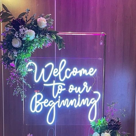 KM Event Styling & Florals Bradford on Instagram: "Neon welcome signage detailed with florals and maroon accents 🥀✨ . . . . . . . . . . #weddingsign #weddingsignage #weddingstationery #welcomesignage #welcomesign #neonsignage #floralarrangements #pakistaniwedding #walima #baraat #eventdecor #weddinginspo" Neon Welcome Sign, Zodiac Wedding, Sangeet Decor, Welcome Signage, Miami Nights, Lights Decor, Welcome Board, Welcome Boards, Event Sign