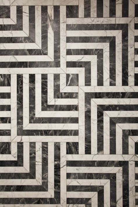 Avery Street Design Blog: powder room inspiration Marble Floor Pattern, Kelly Wearstler Interiors, Detail Arsitektur, Motif Art Deco, Black And White Tiles, Black And White Marble, घर की सजावट, Mosaic Flooring, Design Hotel