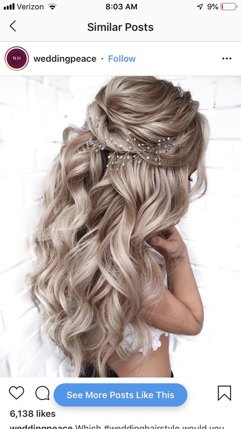 Bridemaids Hairstyles, Pinterest Wedding, Bridal Hair Inspiration, Elegant Wedding Hair, Long Hair Wedding Styles, Wedding Hair Inspiration, Wedding Hair Down, Bridal Hair Vine, Wedding Hairstyle