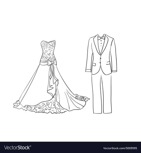 Wedding Suit Drawing, Wedding Dress And Suit, Quick Drawings, Doodle Wedding, Wedding Dress Illustrations, Suit Drawing, Groom Wedding Dress, Simple Sketch, Man Sketch