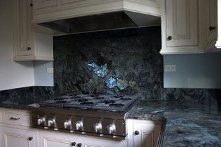 LABRADORITE LEMURIAN KITCHEN - contemporary - kitchen - san francisco - by PIETRA FINA, Inc. Blue Granite Countertops, Blue Granite, Blue Kitchens, Stone Countertops, Counter Tops, Marble Granite, White Cabinets, Contemporary Kitchen, Granite Countertops