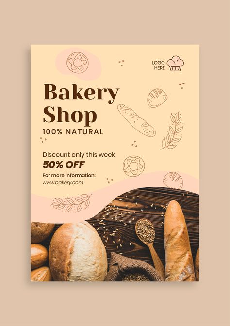 Hand-drawn Linear Bakery Shop Flyer Bakery Shop Poster Design, Bakery Instagram Post Design, Bakery Advertising Ideas, Bakery Newsletter, Bakery Flyer Design Ideas, Food Graphic Design Poster Ideas, Bakery Catalogue, Bakery Advertising Posters, Bakery Flyer Design