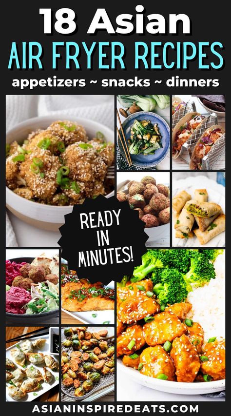 Air Fryer Recipes Asian, Air Fryer Shrimp Tacos, Falafel Bowls, Air Fryer Shrimp, Air Fryer Recipes Appetizers, Asian Fusion Recipes, Air Fryer Recipes Breakfast, Asian Dinner, Asian Appetizers