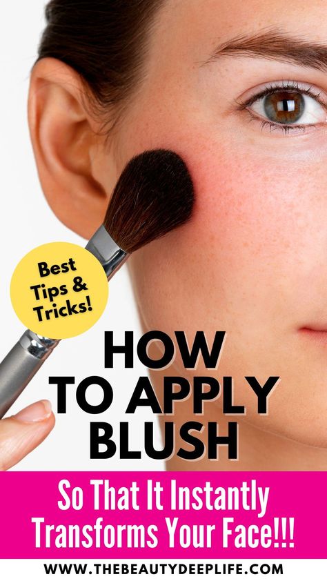 Blush On Cheeks How To Apply, How To Apply Blush Correctly Round Face, Applying Blush Round Face, Where Does Blush Go On Your Face, How To Apply Blush Over 40, Where To Put Blush On Face, How To Apply Blush Oval Face, Blush Placement Oval Face, How To Put Blush On