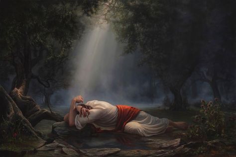 Gethsemane by Adam Abrams Crucifixion Painting, The Effectual Fervent Prayer, The Garden Of Gethsemane, Elder Holland, Agony In The Garden, Jesus Wept, Fervent Prayer, Garden Of Gethsemane, Quotes Arabic