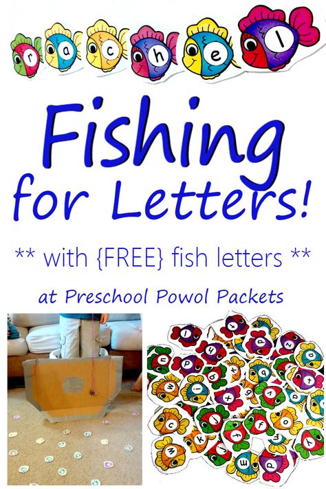 FUN fishing for letters activity! Perfect for letter recognition, letter sounds, and sight word reading in preschool, kindergarten, and 1st grade! March Alphabet Letters, Fish Alphabet Free Printable, Science Theme Preschool, Fishing For Letters, Letters Activity, Word Reading, Ocean Theme Preschool, Science Literacy, Ocean Unit