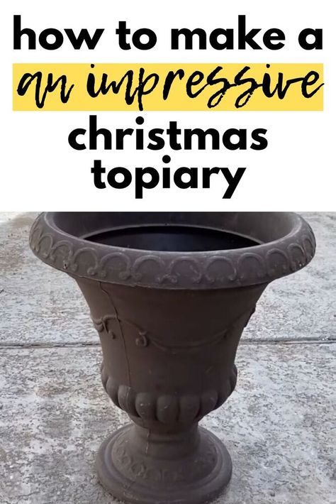 diy christmas topiary idea Topiary Diy Christmas, Christmas Topiaries Outdoor Diy, Christmas Tree For Front Porch, Holiday Topiary Diy, Christmas Front Porch Column Ideas, Outside Christmas Decor Yard Decorations Diy Diy, Outdoor Christmas Topiaries, Red And White Christmas Porch Decor, Christmas Landscape Ideas