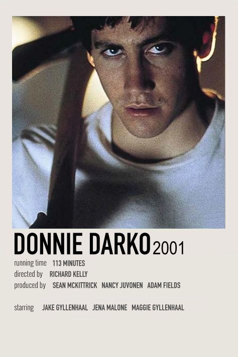 Donnie Darko Minimalist Poster, Donnie Darko Polaroid Poster, Donnie Darko Movie Poster, Sigma Movies, Donnie Darko Aesthetic, Donnie Darko Poster, Jake Gyllenhaal Movies, Donnie Darko Movie, Classic Films Posters