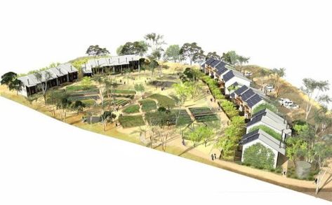 water-positive development in rural australia Eco Village Community, Rural Australia, Building Challenge, Eco Village, Village Map, Map Projects, Sustainable Environment, Semester 2, Beautiful Places To Live