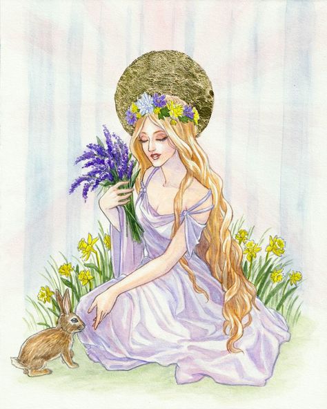 Spring Equinox Aesthetic, Ostara Art, Equinox Aesthetic, Aurora Illustration, Spring Handprint Crafts, He Is Risen Craft, Spring Crafts For Infants, Aries Tattoo Ideas, Pagan Deities