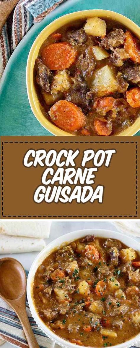 Carne Guisada With Potatoes, Crock Pot Carne Guisada, Carne Guisada Crock Pot, Carne Guisada Recipe, Guisada Recipe, Mexican Beef Stew, Stewed Beef, Inspired Taste, Mexican Stew