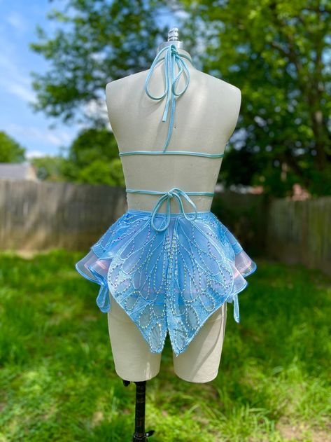 Pixie Rave Outfit, Butterfly Wing Skirt, Rave Wonderland Outfits, Handmade Festival Outfit, Rave Butterfly Outfit, Rave 2024 Outfits, Birthday Rave Outfit, Butterfly Outfit Ideas, Butterfly Aesthetic Outfit