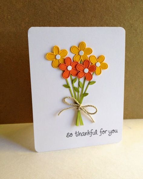 Thank You Card Ideas Homemade, Thankful For You, Handmade Thank You Cards, Paper Smooches, Flower Leaf, Birthday Cards Diy, Handmade Birthday Cards, Simon Says Stamp, Simon Says