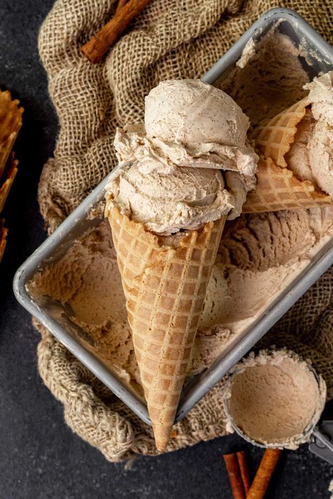 Homemade Cinnamon Ice Cream, Fall Ice Cream Flavors, Cookie Butter Ice Cream, Cinnamon Ice Cream Recipe, Homemade Cookie Butter, Barbie Cowgirl, Witch's Kitchen, Food Reference, Butter Ice Cream