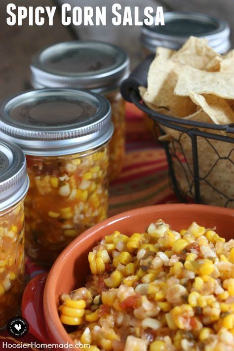 Salsa Canning Recipes, Canning Tools, Canning Jam Recipes, Corn Salsa Recipe, Canning Salsa, Corn Relish, Freezing Food, Canning Ideas, Spicy Corn