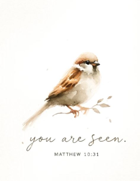 Matthew 10:31 is the inspiration for "His Eye is on the Sparrow" and many other songs, and here it's paired with a water color sparrow. It would make a be wonderful in a nursery. - This is a digital download; no physical item will be sent - Prints to a 2x3, 3x4, 4x5, 11x14,and ISO size; all 5 sizes are included in your purchase - For best results, take it to a local printer such as Fedex or Costco - Fits perfectly into a standard size frame readily found in any hobby or craft store You Are Loved Painting, You Are The Potter I Am The Clay, Animal Bible Verse, Scripture Watercolor Art, His Eye Is On The Sparrow, Watercolor Scripture Art, Christian Decorations, Scripture Crafts, Christian Nursery Decor