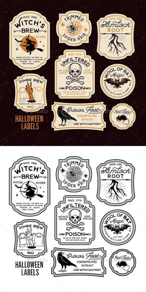 Veselý Halloween, Läskig Halloween, Halloween Bottle Labels, Halloween Apothecary, Halloween Fest, Apothecary Labels, Potion Labels, Halloween Bottles, Halloween Potions