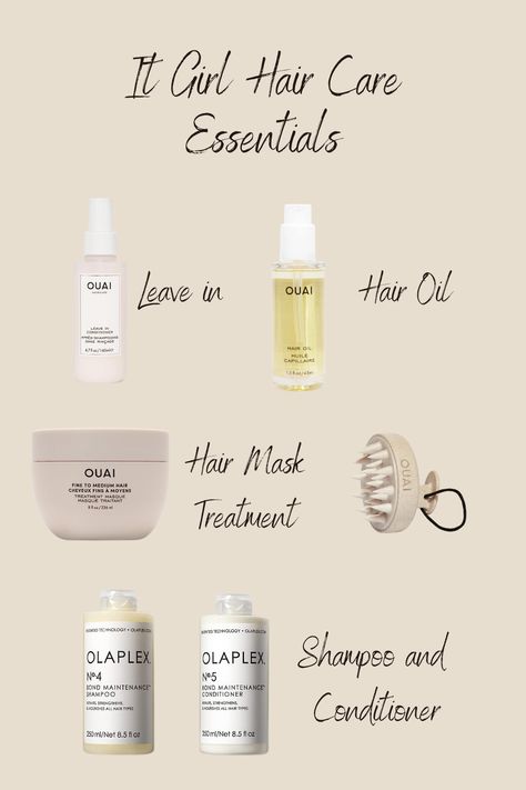 Hair care routine for girls that want healthy, beautiful, voluminous hair It Girl Hair, Hair Care Routine Daily, Healthy And Shiny Hair, Hair Care Essentials, Healthy Curly Hair, Ouai Hair Oil, Ouai Hair, Healthy Hair Routine, Curly Hair Care Routine